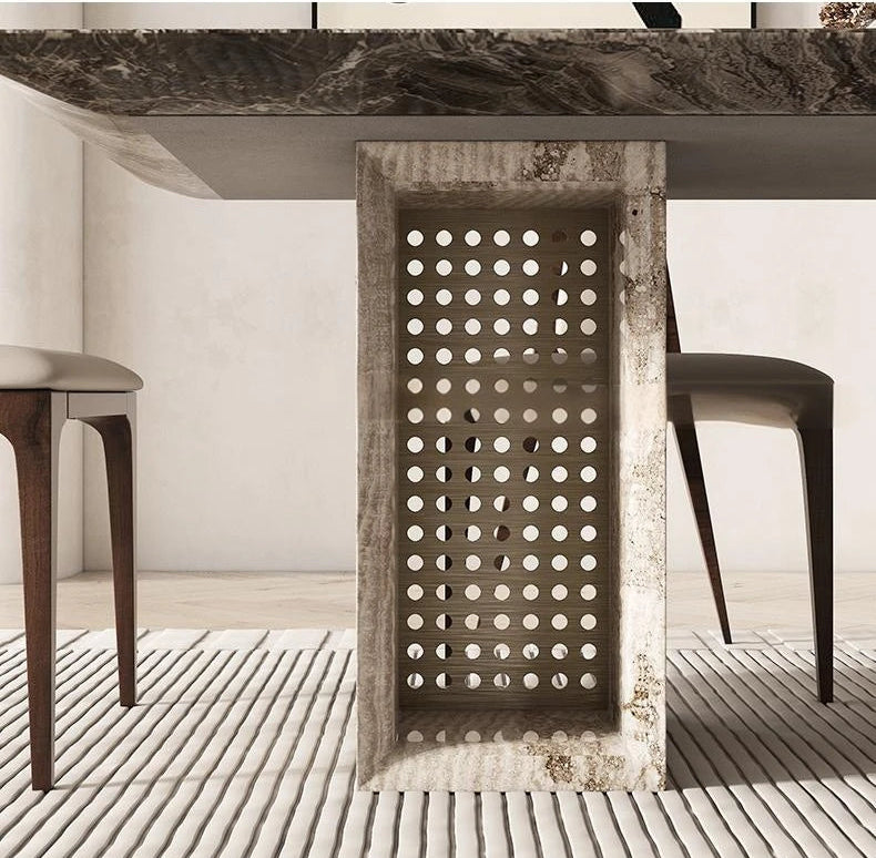 BRAVON™ Venetian Brown Wabi-Stone Dining Set by PurelyhomeDeco