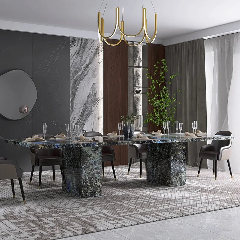 AZURÉA™ Blue Jadeite Marble Dining Set (10-Seater)