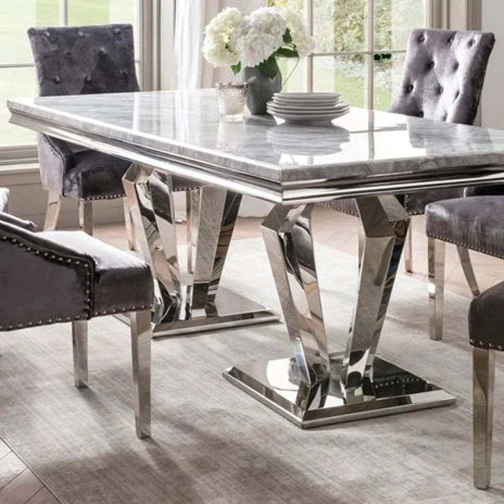 GRÉVÉRA™Grey Marble Dining Table Set