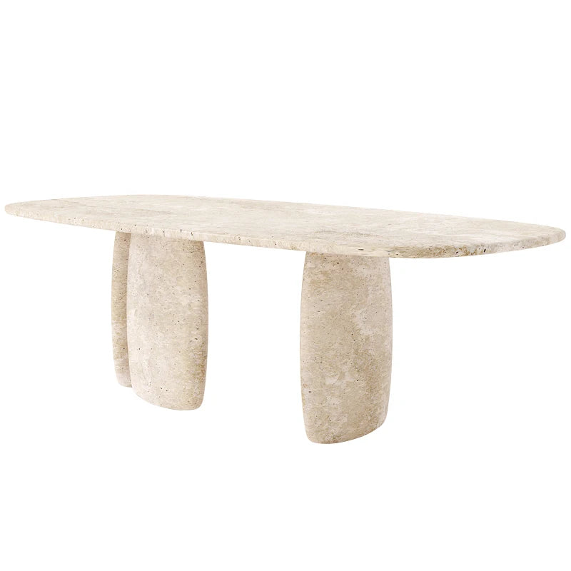 AURELIA SOLÉ™ Italian Minimalist Yellow Travertine Dining Table | Nordic Fusion Luxury