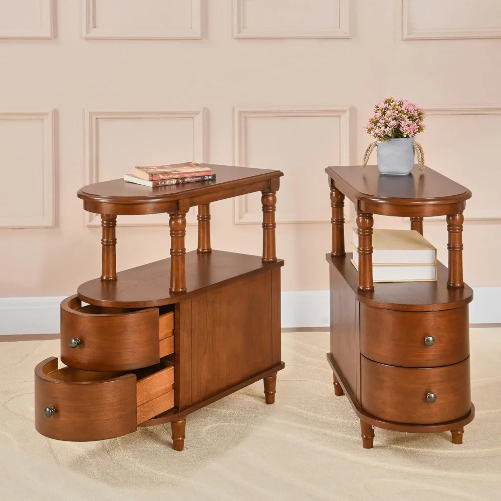 ELMORA™ Vintage Slim Solid Wood End Table Set (2PCS) by PurelyhomeDeco