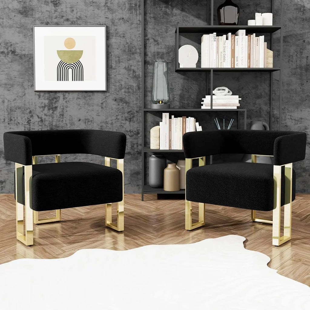 NOIR REGALIA™ Black & Gold Bouclé Accent Chair Set | Luxury Modern Duo by PurelyhomeDeco
