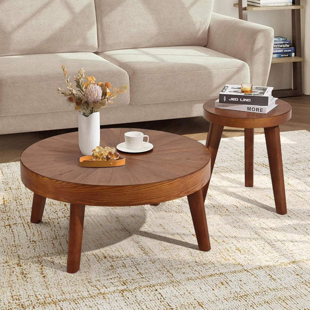 SOLARA™ Farmhouse Round Nesting Coffee Table Set (3-Piece) by PurelyhomeDeco