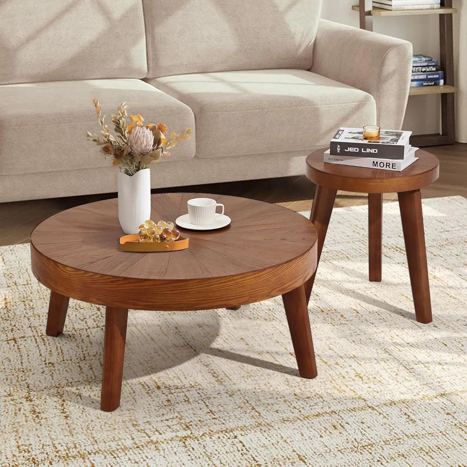 SOLARA™ Farmhouse Round Nesting Coffee Table Set (3-Piece) by PurelyhomeDeco