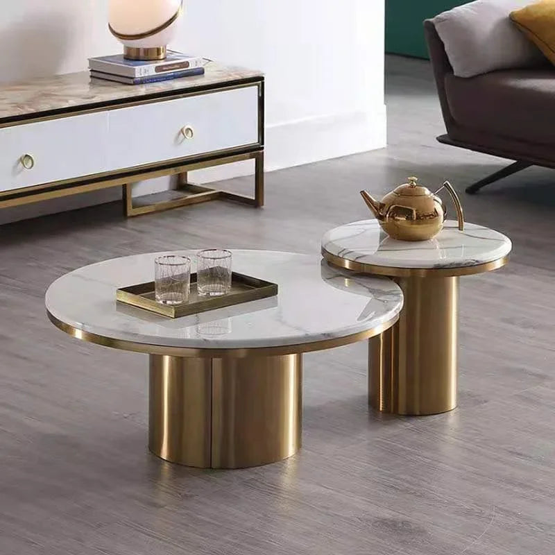 THE GOLDEN CONSTELLATION — 2-Piece Marble Table Set by PurelyhomeDeco
