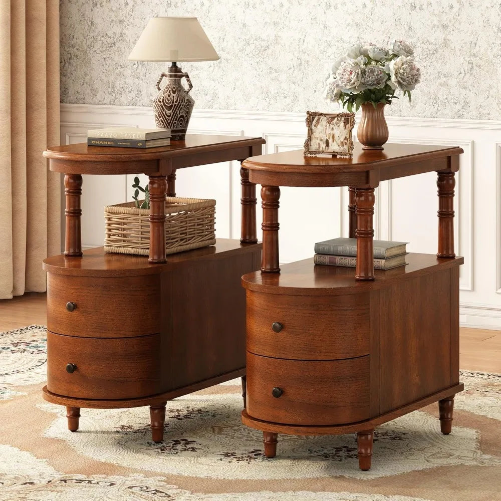 ELMORA™ Vintage Slim Solid Wood End Table Set (2PCS) by PurelyhomeDeco