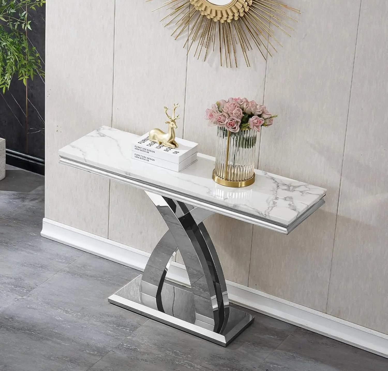 MARXÉ Faux Marble X-Base Console Table by PurelyhomeDeco