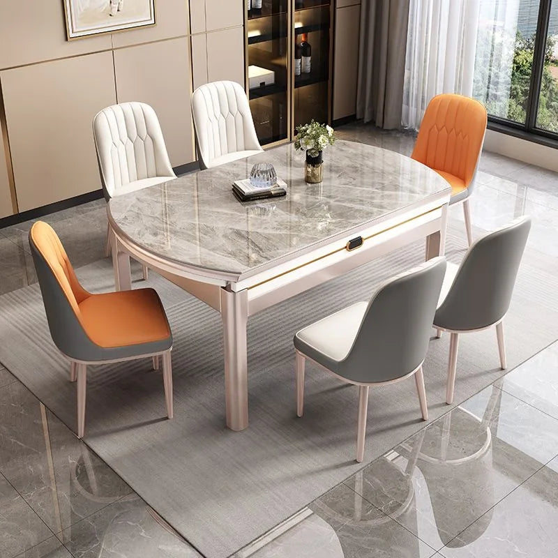 EXTORA™ Extendable Round Marble Dining Set