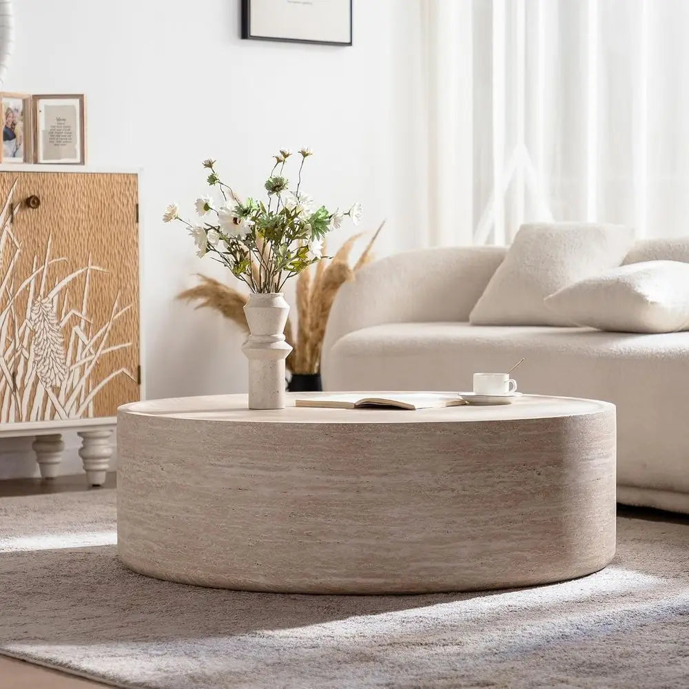 Luna 100™ Round Drum Coffee Table – Modern Minimalist Living Room Center Table by PurelyhomeDeco