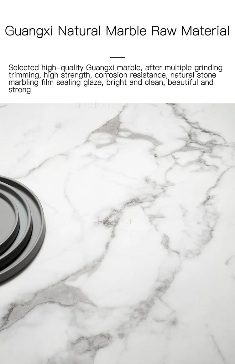 AURÉVA Golden Round Marble Dining Table with Turntable