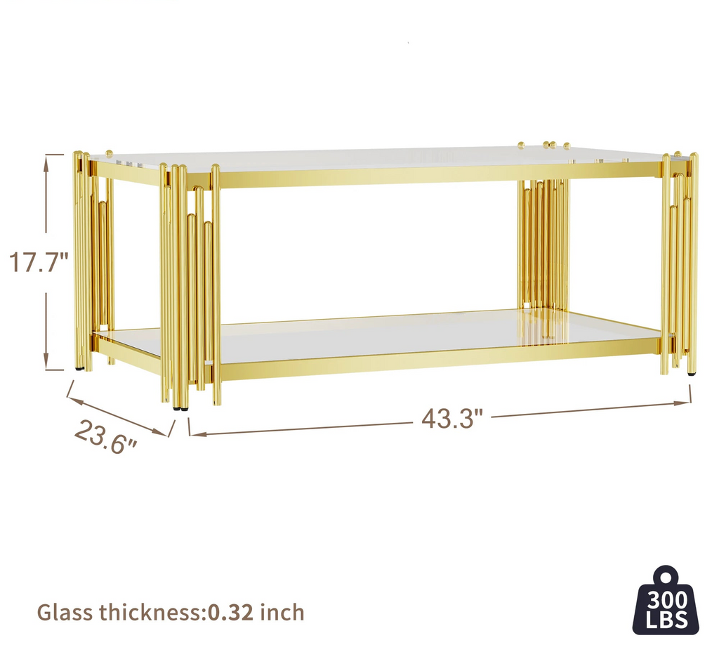 REGENT LUCENT™Modern Luxury Gold Coffee Table by PurelyhomeDeco