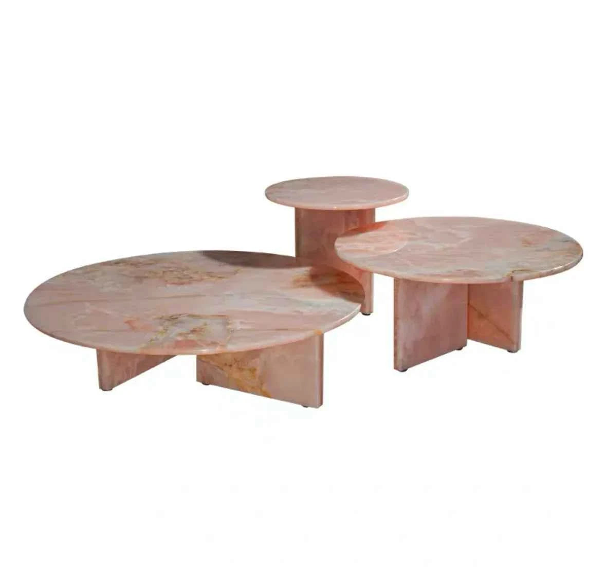 Rosé Imperiale™ – Italian Pink Marble Coffee Table Set by PurelyhomeDeco