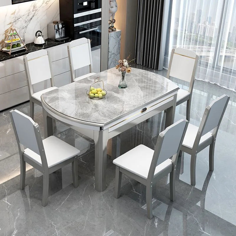 EXTORA™ Extendable Round Marble Dining Set