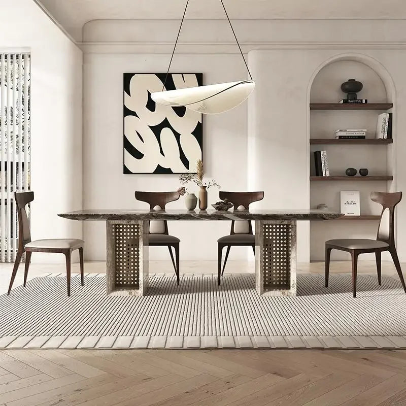 BRAVON™ Venetian Brown Wabi-Stone Dining Set by PurelyhomeDeco