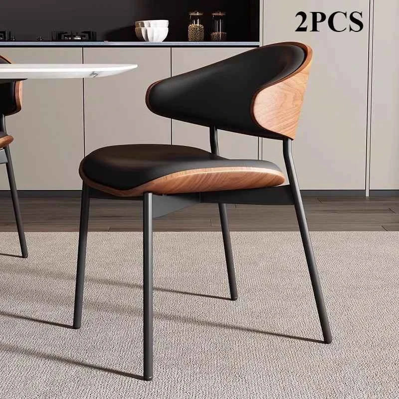 Noir Valencia™ – Genuine Leather Mid-Century Dining Chair by PurelyhomeDeco