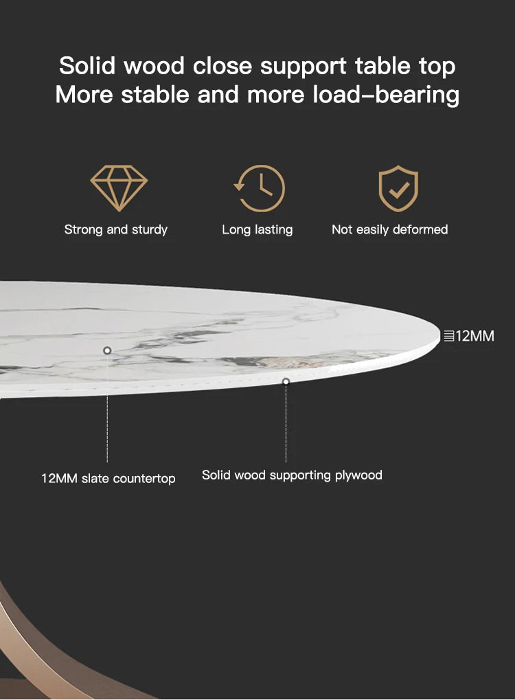 SILORA White Marble Round Dining Table with Turntable