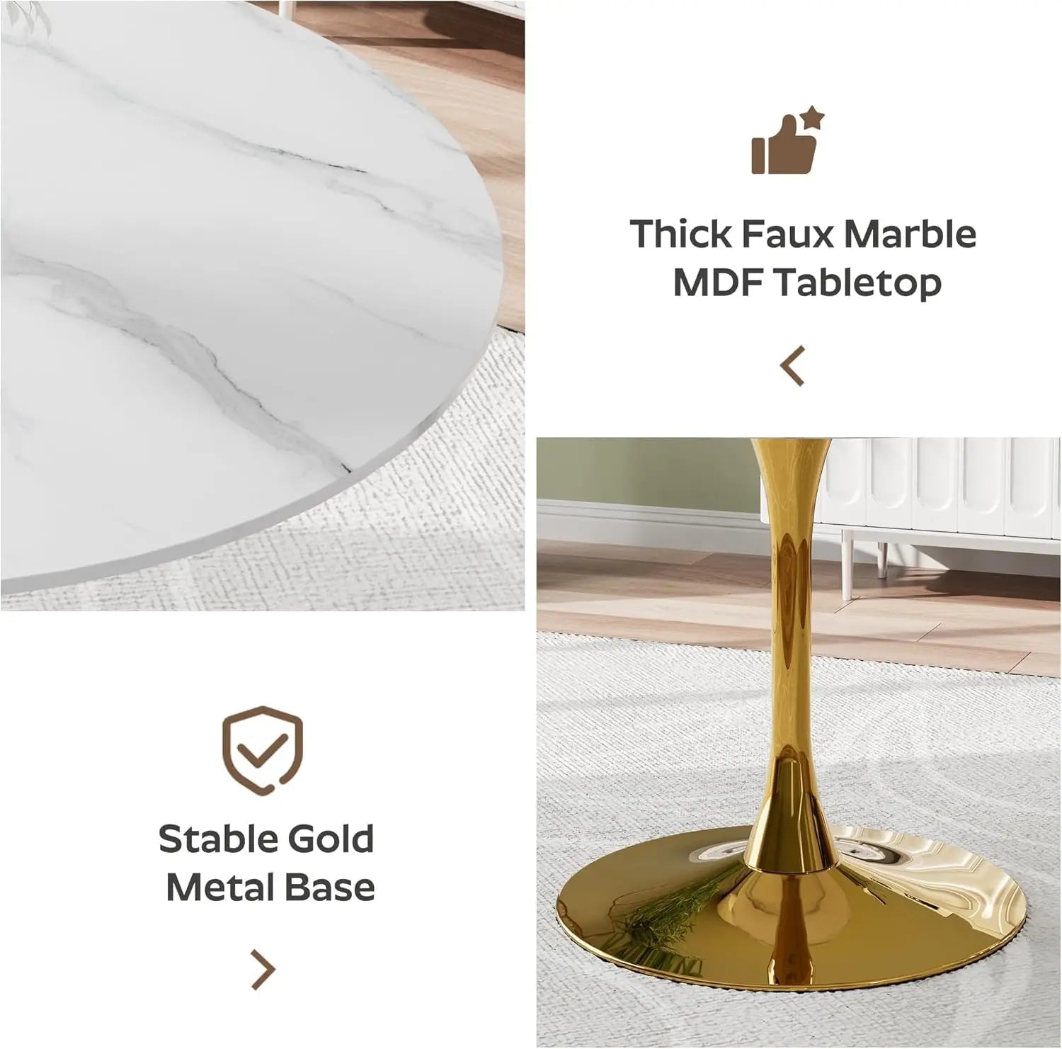 Seraphina Oro Classique™ – Contemporary Tulip Marble Dining Set by PurelyhomeDeco