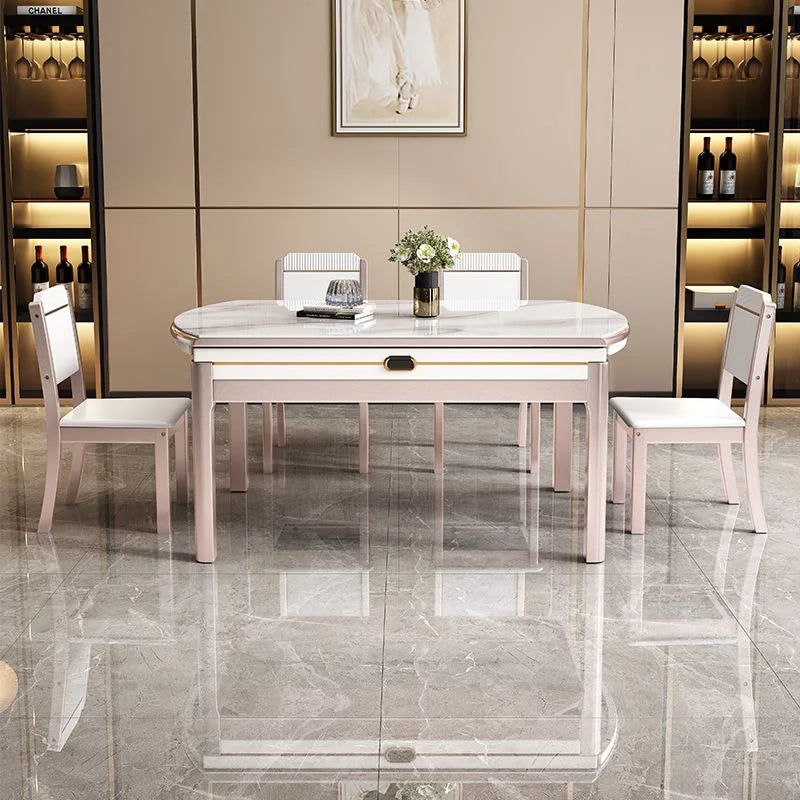 EXTORA™ Extendable Round Marble Dining Set