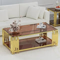 Monérian Bronze — Rectangular Tempered Glass Coffee Table by PurelyhomeDeco