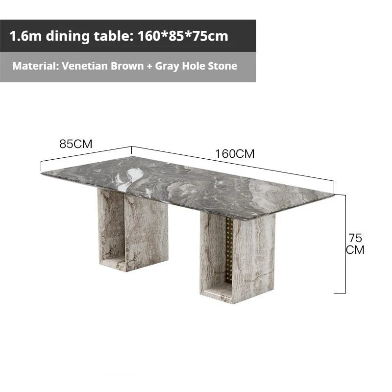 BRAVON™ Venetian Brown Wabi-Stone Dining Set by PurelyhomeDeco