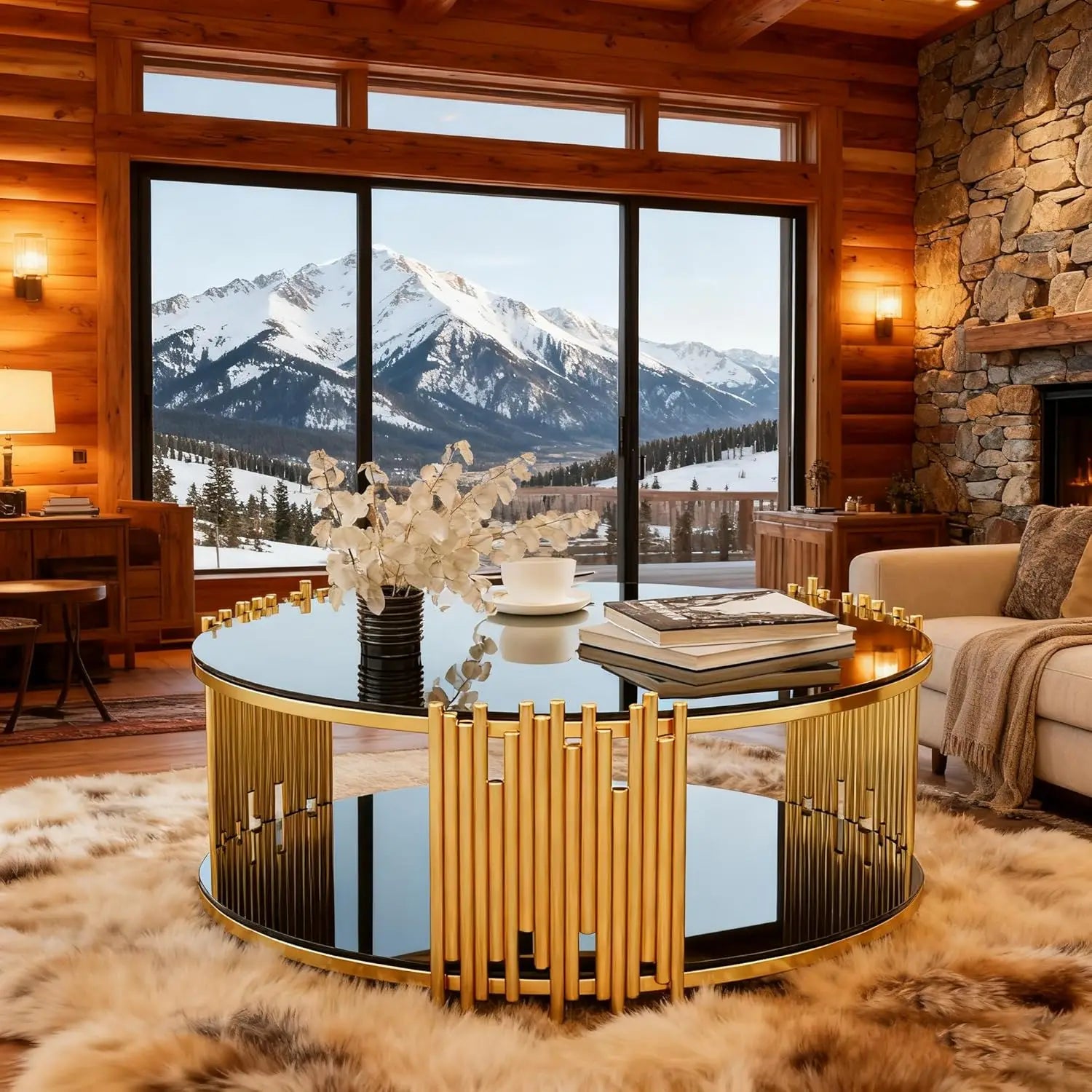 NOIR ÉCLIPSE™ 36" Round Black Glass Coffee Table by PurelyhomeDeco