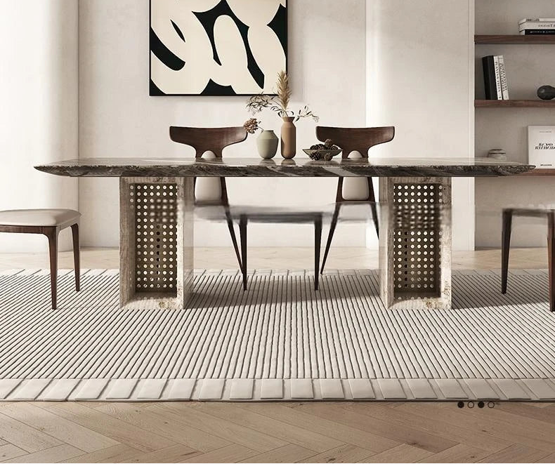 BRAVON™ Venetian Brown Wabi-Stone Dining Set by PurelyhomeDeco