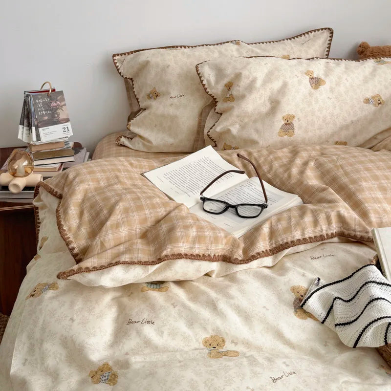 PrairieLuxe™ INS American Countryside Pure Cotton Bedding Set – Double-Layer Yarn Soft Luxury Bed Linens