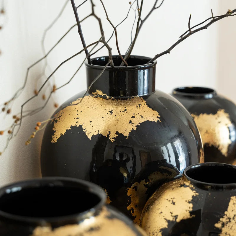 Aurelia Foil – Gold-Plated Porcelain Decorative Vase | Luxury Table Accent