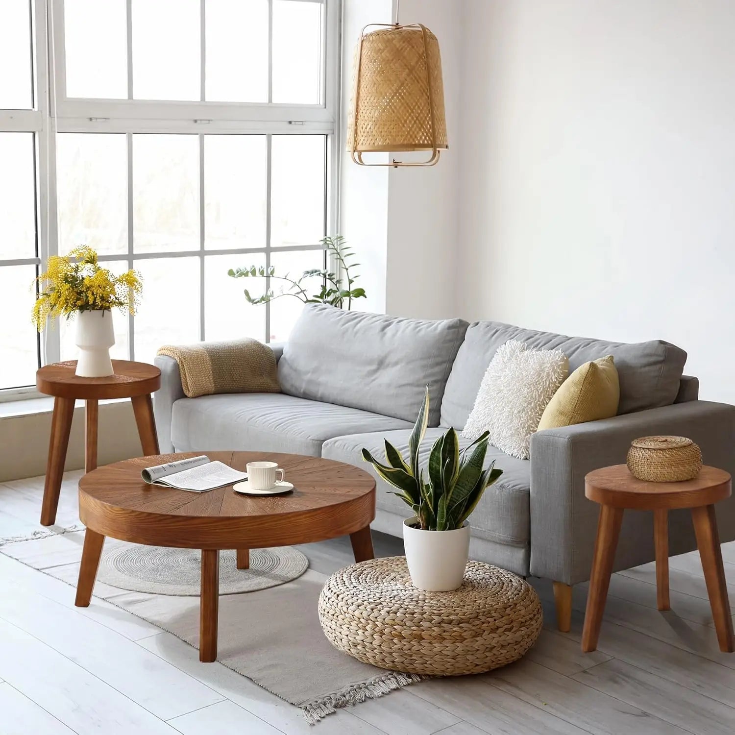 SOLARA™ Farmhouse Round Nesting Coffee Table Set (3-Piece) by PurelyhomeDeco