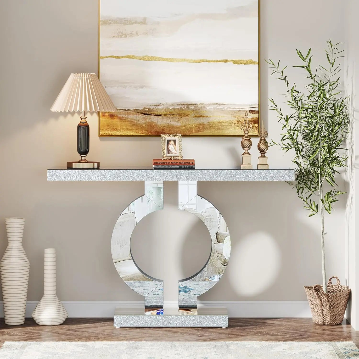 ORBION Silver Mirror Console Table by PurelyhomeDeco