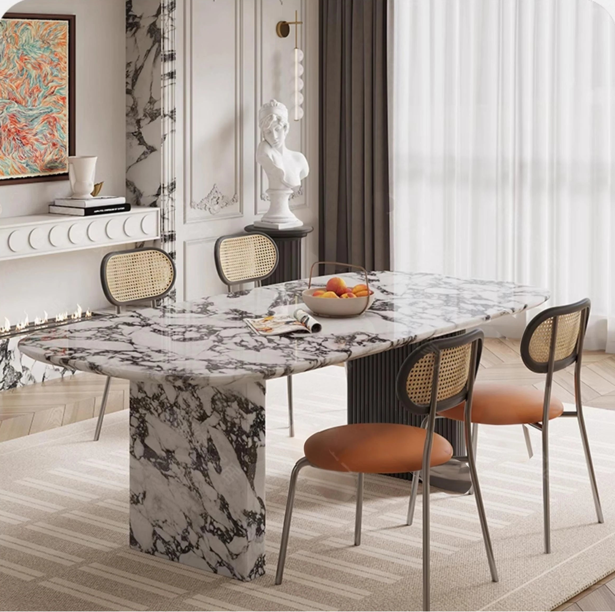 MAISONÉA™ French Cream Marble Dining Table