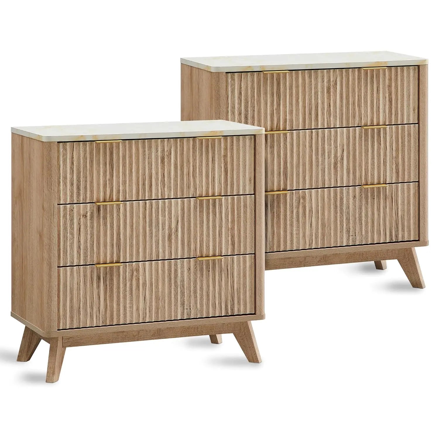 Elysian Customizable Fluted Nightstands Set of 2 by PurelyhomeDeco