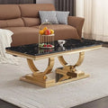GOLDEN SILHOUETTE NOIR™Modern Rectangle Black Marble Coffee Table by PurelyhomeDeco