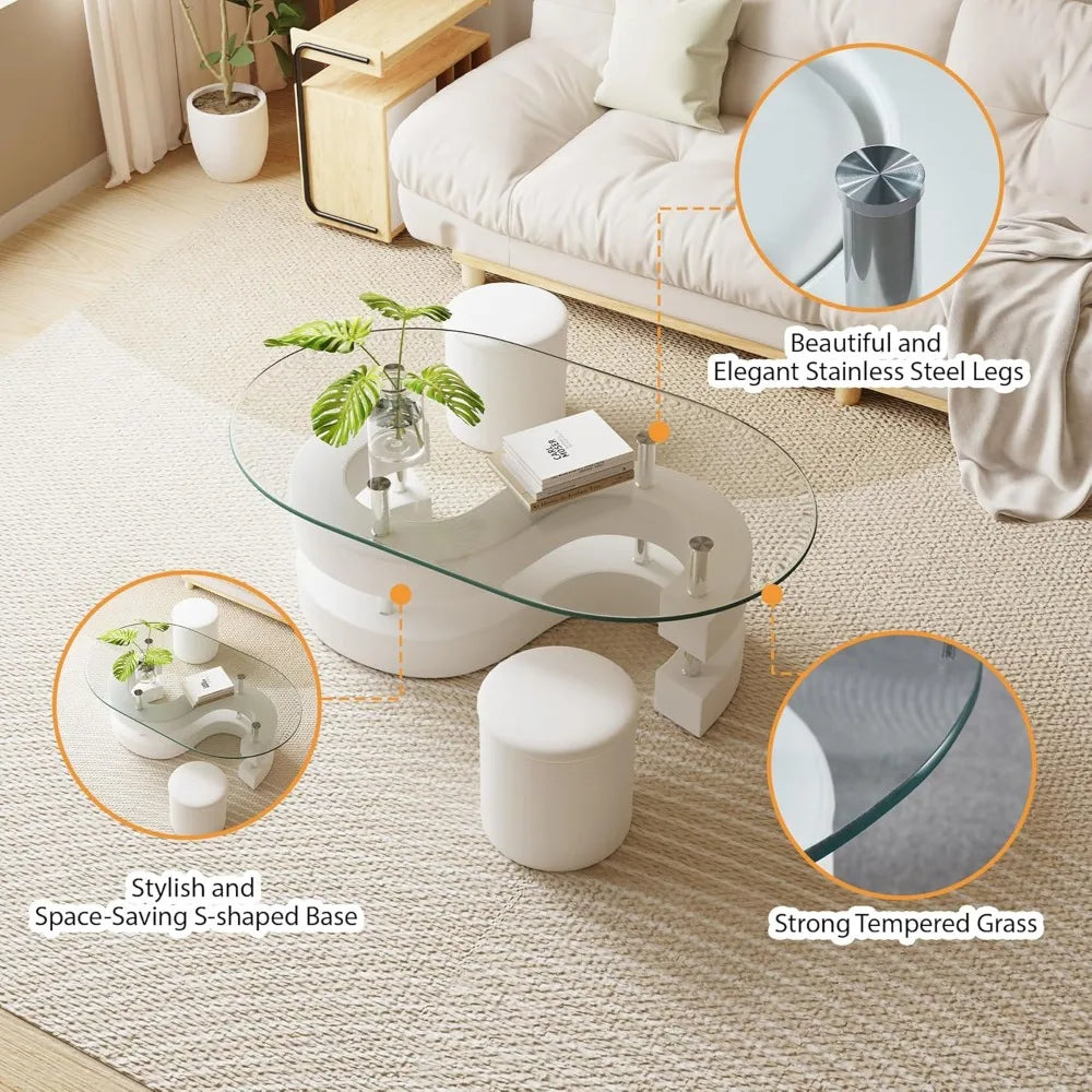 VELOCITY™ Table Trio Modern Nesting Coffee Table Set for Living Room by PurelyhomeDeco