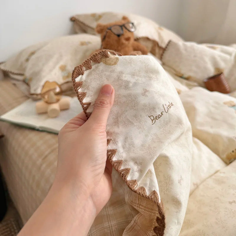 PrairieLuxe™ INS American Countryside Pure Cotton Bedding Set – Double-Layer Yarn Soft Luxury Bed Linens