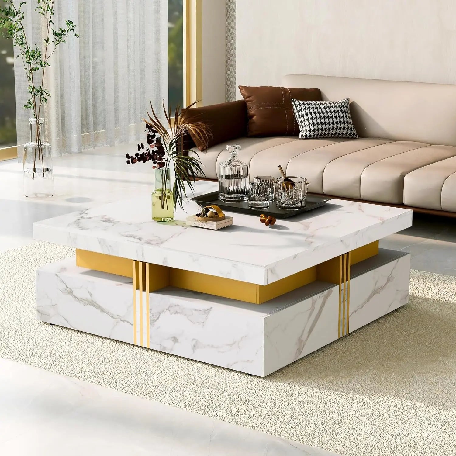 AURUM VAULT™ Modern Square Coffee Table by PurelyhomeDeco