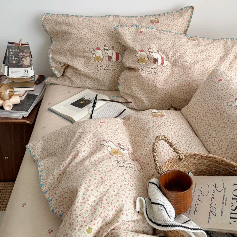 PrairieLuxe™ INS American Countryside Pure Cotton Bedding Set – Double-Layer Yarn Soft Luxury Bed Linens