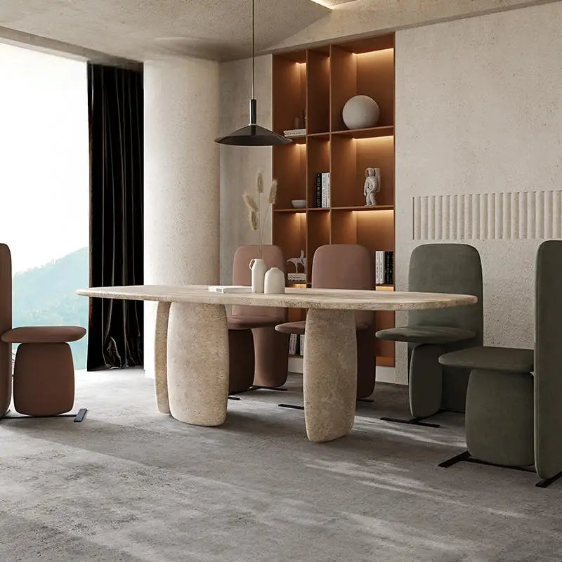 AURELIA SOLÉ™ Italian Minimalist Yellow Travertine Dining Table | Nordic Fusion Luxury