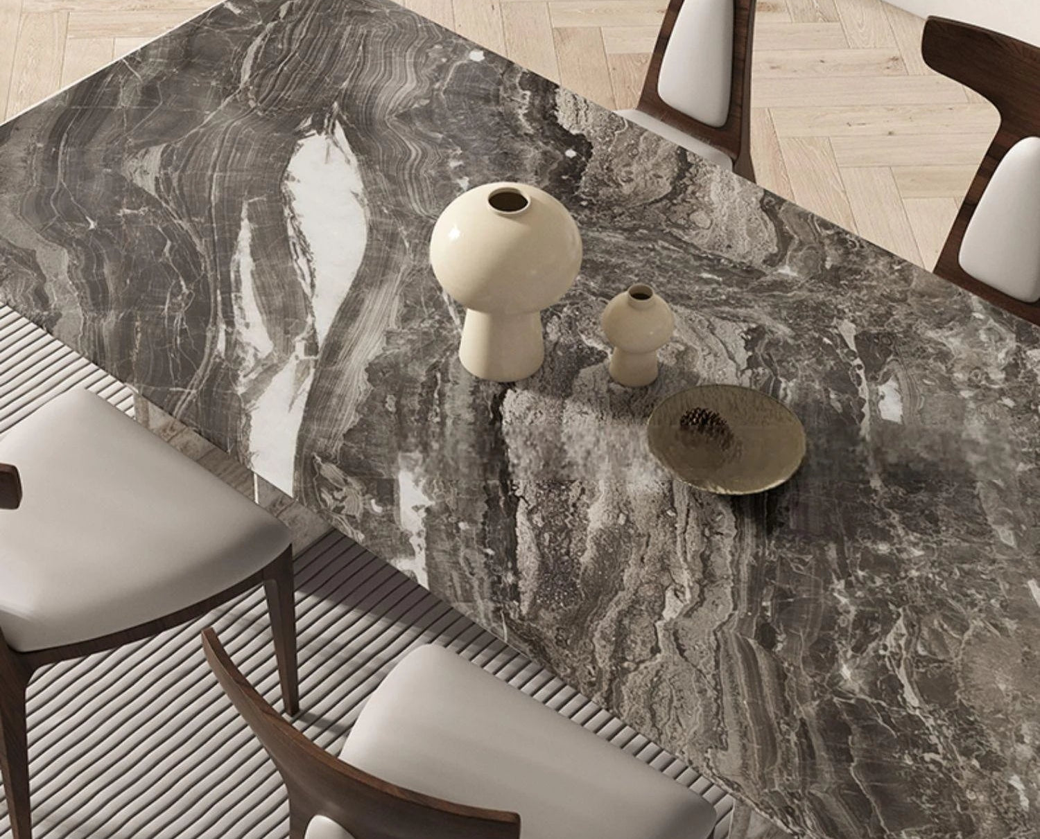 BRAVON™ Venetian Brown Wabi-Stone Dining Set by PurelyhomeDeco