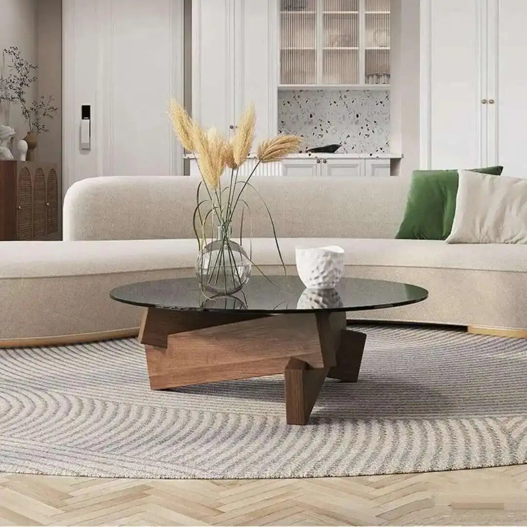 WOODGLASS ICON™ Modern Wood & Glass Coffee Table for Luxury Living Room Decor by PurelyhomeDeco