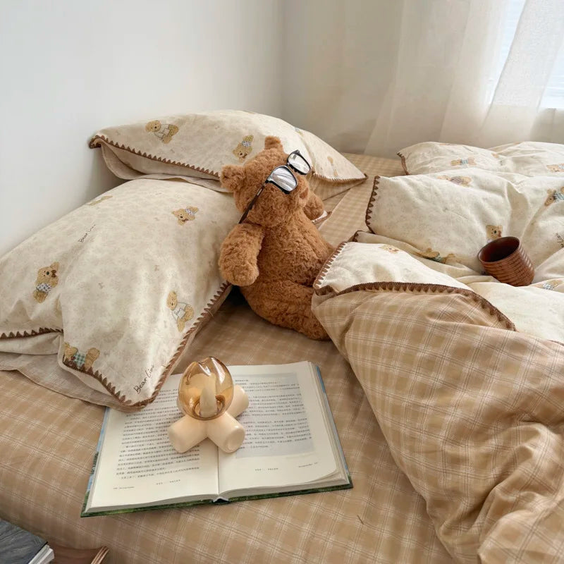 PrairieLuxe™ INS American Countryside Pure Cotton Bedding Set – Double-Layer Yarn Soft Luxury Bed Linens