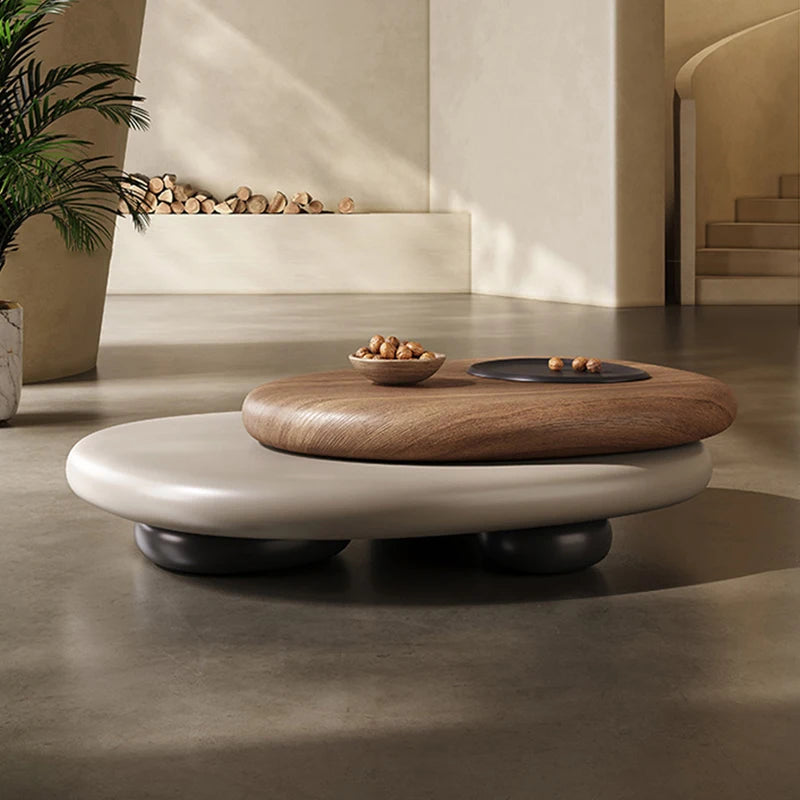 EMBERA™ Rotatable Designer Coffee Table | Sculptural Irregular Wood Centerpiece by PurelyhomeDeco