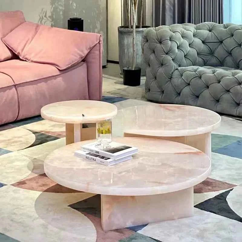 Rosé Imperiale™ – Italian Pink Marble Coffee Table Set by PurelyhomeDeco