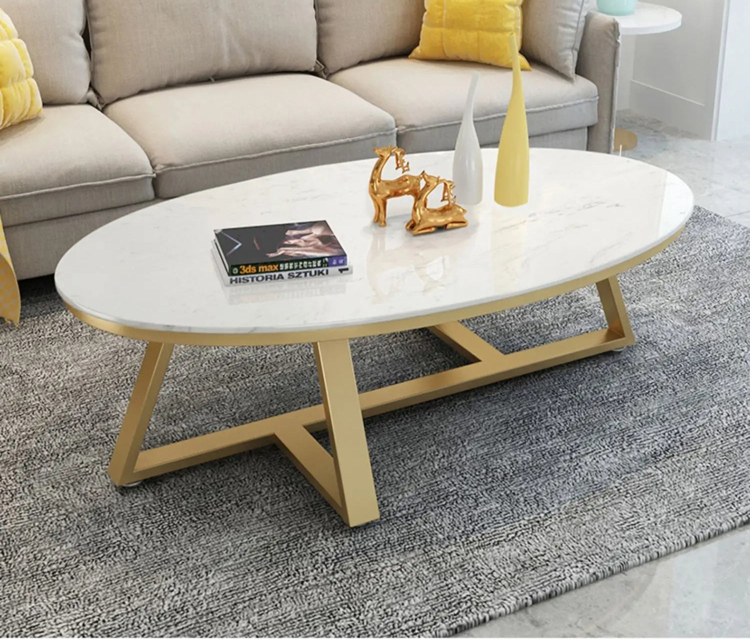 Verona™ Oval Marble Coffee Table – Modern Luxury Living Room Table by PurelyhomeDeco