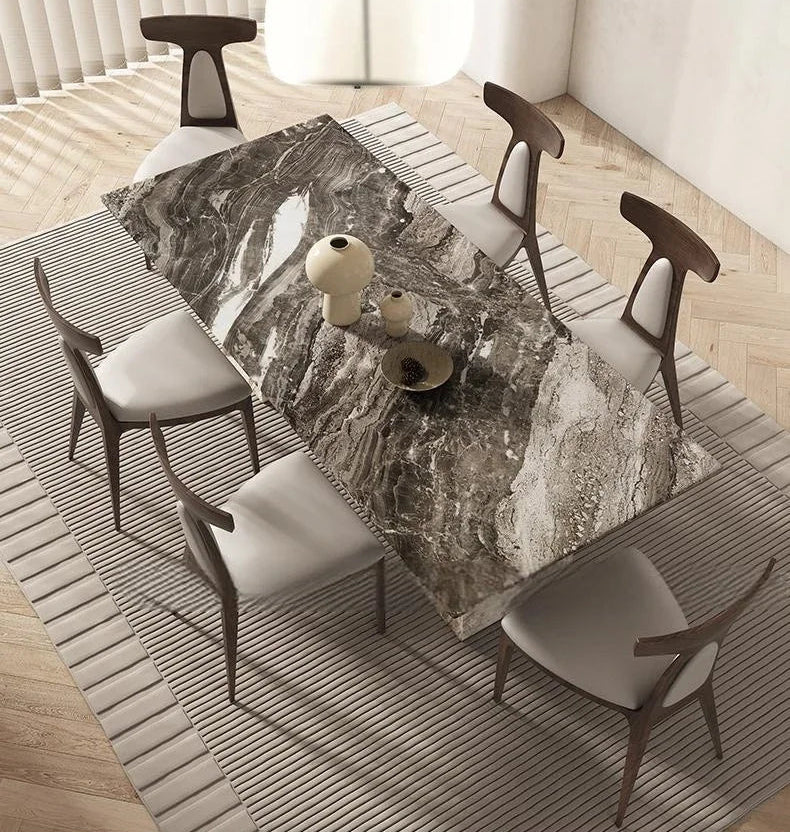 BRAVON™ Venetian Brown Wabi-Stone Dining Set by PurelyhomeDeco