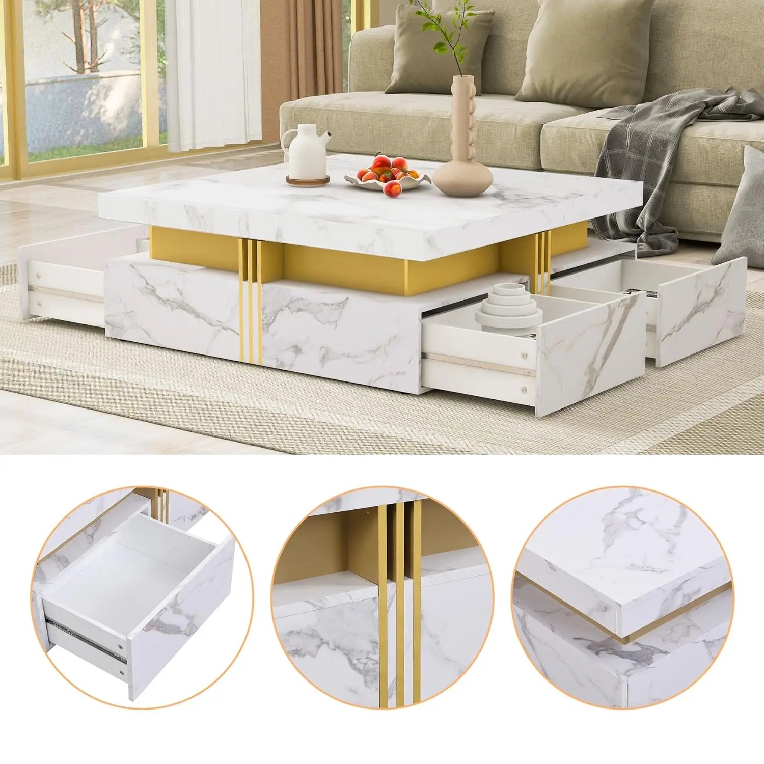 AURUM VAULT™ Modern Square Coffee Table by PurelyhomeDeco